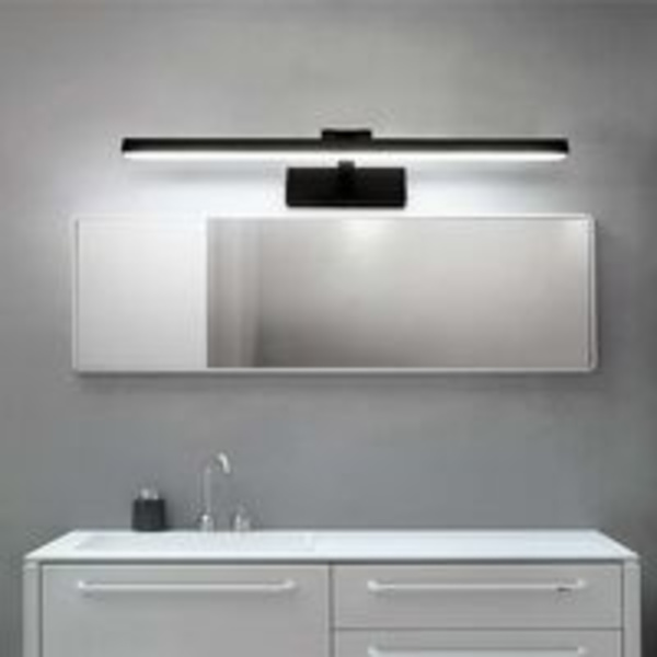 Badrumsspegel Ljus 6000K Kall Vit 12W LED Badrumslampa Modern Inomhus Badrumslampa Svart Lampa Badrumsbelysning 1000LM 50CM