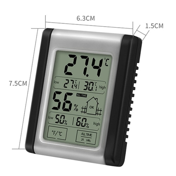 Digital termometer termostat med hygrometer, temperatur och