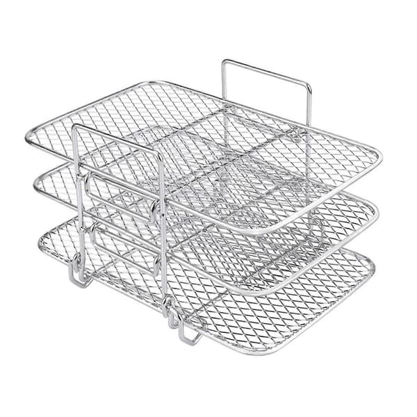 Airfryer-rist 3-lags stabelbare dehydrator-riste i rustfrit stål grillbakke Airfryer-tilbehør til bagning og stegning