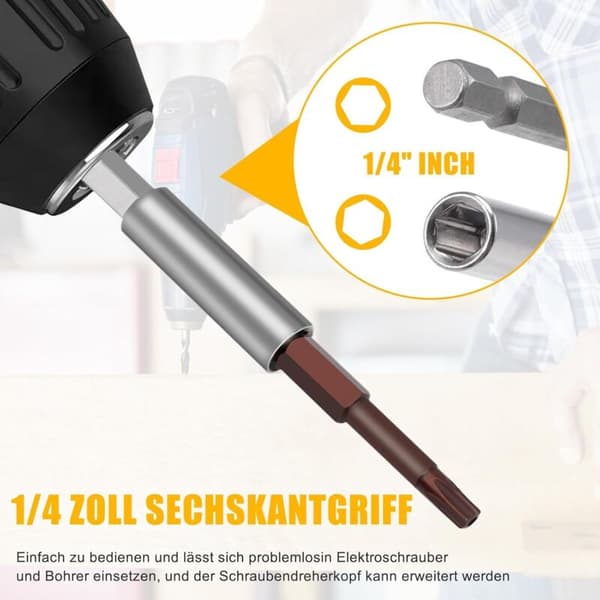 3 st 1/4\" Magnetisk Bitshållare Skruvmejsel Förlängning