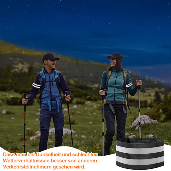 4 kpl mustaa heijastavaa turvaranneketta - 5*35cm