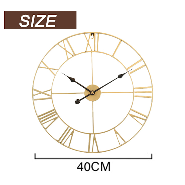 Veggklokke Metall Retro Romertall Klokke, Moderne Rund Vegg