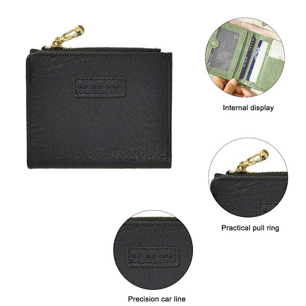 Liten bifold plånbok, PU-läder plånbok kontantficka kort