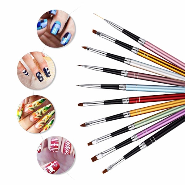 10 st Nail Art Pen för professionella salonger ombre nagelborste och hem DIY nagelkonst nageldesigner (10 färger)