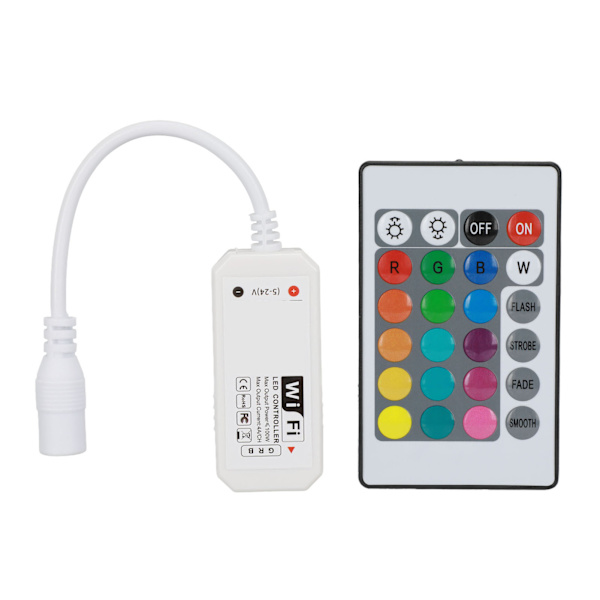 Smart WiFi LED Controller 4-polet Kabel RGB LED Strip Lys Wireless Controller med Fjernbetjening til 5V Strip Lys