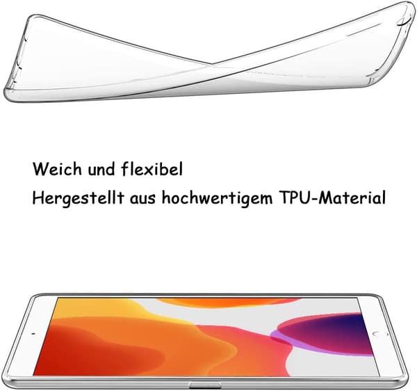Fodral för iPad 10.2\" (iPad 9:e generationen 2021/iPad 8:e generationen 2020/iPad 7:e generationen 2019), transparent silikonfodral TPU baksida skyddsfodral