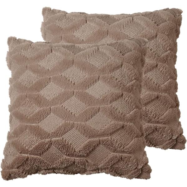 Set med 2 supermjuka konstgjorda ull lyxiga stil päls kuddfodral