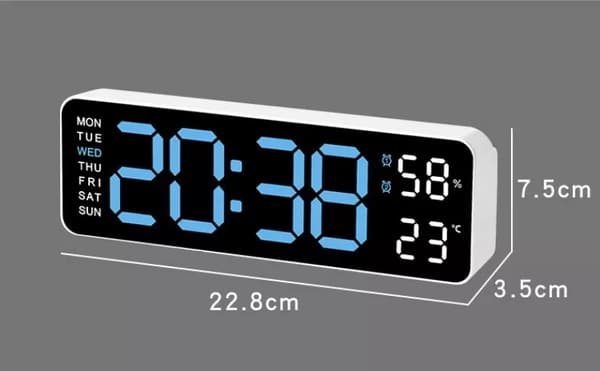 Digital LED Stor Display Vägg Skrivbord Väckarklocka Med Kalender Temperatur Datum