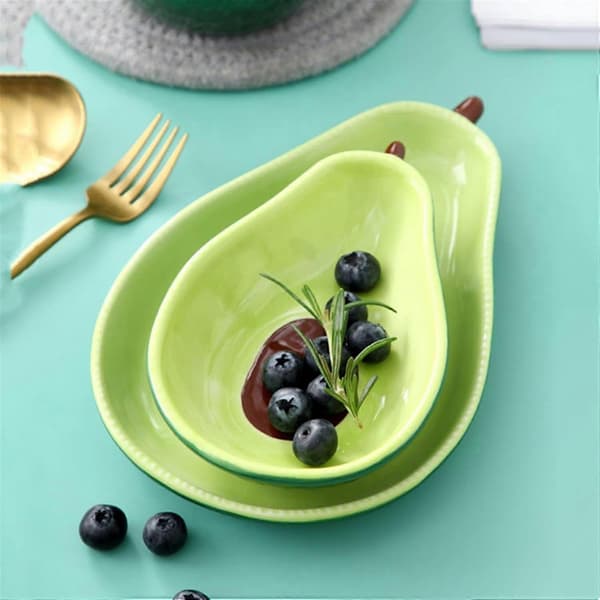 Stor grön salladsskål i keramik 22 cm, stapelbar fruktskål för köket, modern stil