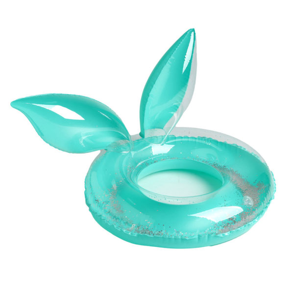 Uppblåsbar Pool Float Ring och Solstol fylld med Sparkle Confetti, Bunny Ears Swim Ring