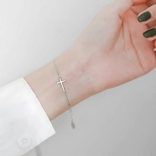 Korsarmband för kvinnor, justerbart silverarmband