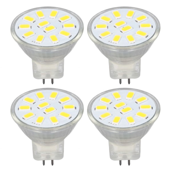 4 stk. MR11 LED Spotlys Pære med Dobbelt Nålebase 360° Varmeafledning 3W 12 LED Pære Varmt Hvid