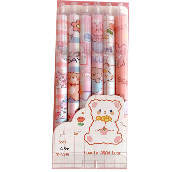 Søde Kuglepenne Sort Blæk, 0,5 mm Gelpenne Nice Kawaii Kontor Skole
