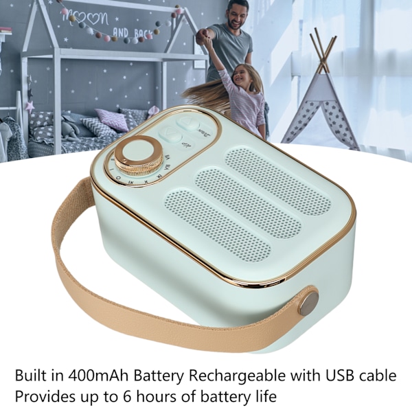 Bluetooth-högtalare Stereo HiFi-ljud USB-laddning Retro Bärbar Trådlös Högtalare för Hemma Resa Blå