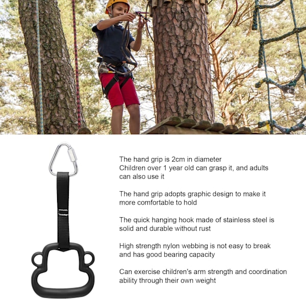 Gymnastikringar för barn ABS Monkey Style Pull Up Ring med hängande rem Utomhus Barn Klätterutrustning Svart