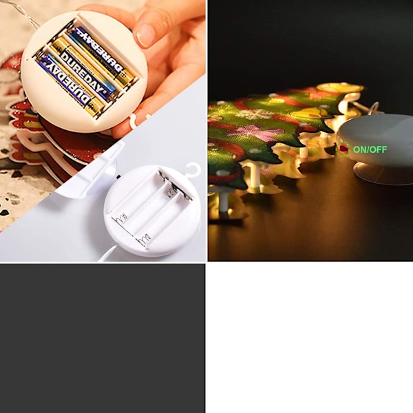 Belyst Julgranspolkagris, Upplyst Fönsterdekoration med Ljusslingor, Dubbelsidig Siluett i Metall och Plast för Inom- och Utomhusbruk, Lämplig