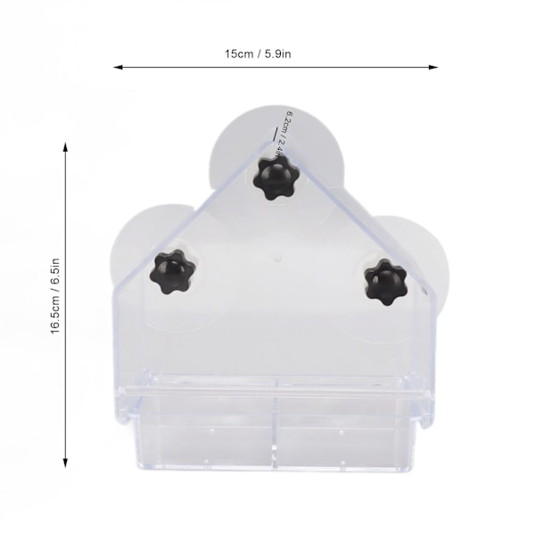 Vindusfuglemater med avtakbar skuff, gjennomsiktig, slitesterk, lett, fuglematere med 3 sterke sugekopper for hjemmet