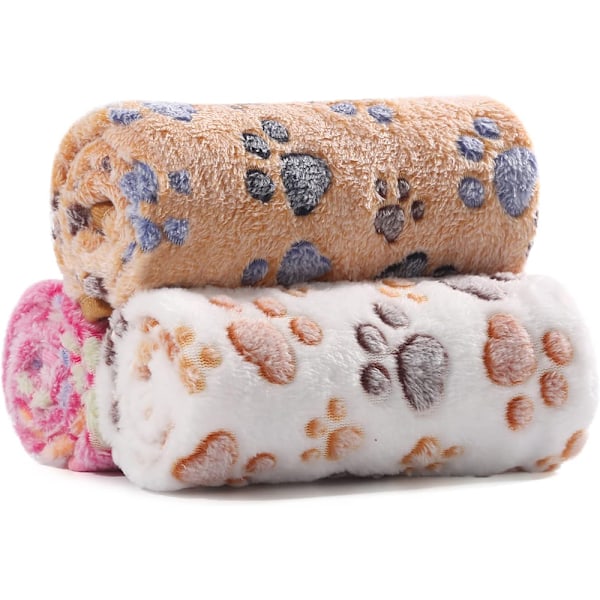 Husdjursfilt Säsongsvarm Korallfleece---Brun+Rosa+Beige---52*76