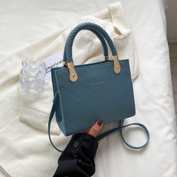 Rhomb vintage solid farget håndveske kunstig lær kvinners messenger bag klassisk satchel håndveske
