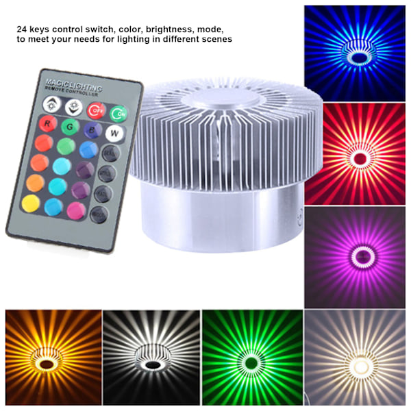 LED Taklampe 360° Lysende 24 Nøkler Kontroll LED Lampeperler 3W Solformet Vegglampe for Restaurant Cafe 85‑277V