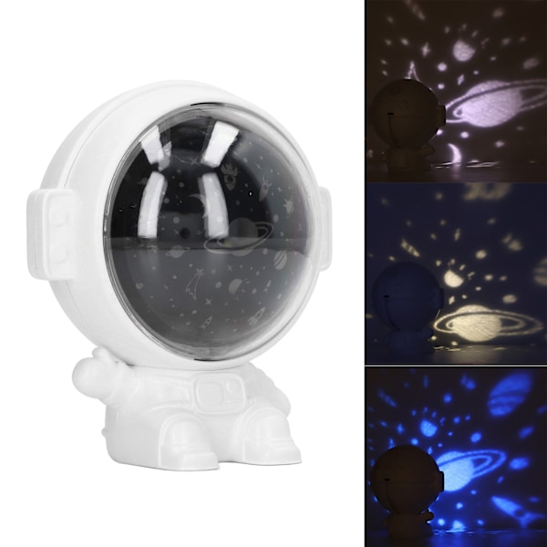Astronaut Projektor Stjärnljus Roterbar USB Laddning Astronaut Projektor Stjärnljus med Musikfunktion, 5V 1A Vit