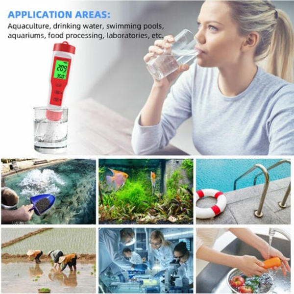Bærbar pH/TDS/EC/TEMP 4-i-1 testpen 9908 Vandkvalitetstester ledningsevne baggrundsbelyst