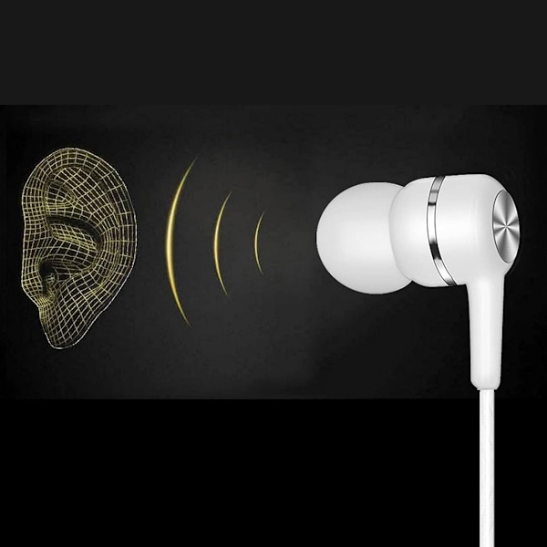 Trådade sport-hörlurar stereo-hörlurar med mikrofon bra bas för bärbar dator PC mobiltelefon vit