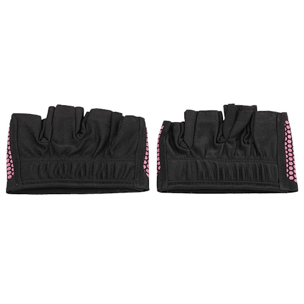 1 Par Halkskyddande Tyngdlyftningshandskar Halvfinger Sport Fitness Handskydd Rosröd M