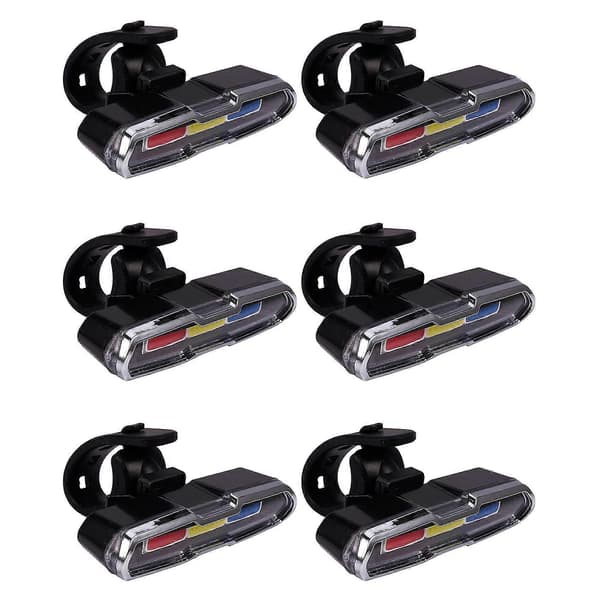6x USB Oppladbar Front Bak Sykkellys Litiumbatteri LED Sykkel Baklys Feste Rød - Hvit -