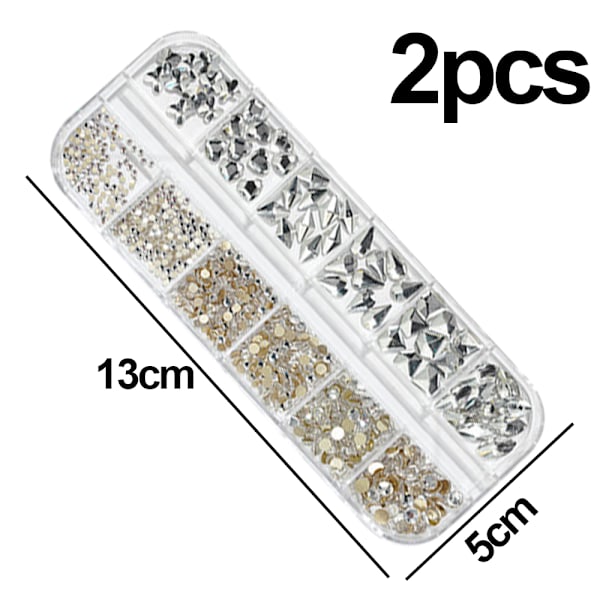 Nagelkonst Rhinestones Kit, Kristaller AB Rhinestones för Naglar, Multi Shapes Flatback Nail Stones