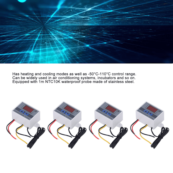 4 stk. Temperaturregulator Digital Display Temp Regulator ‑50℃ til 110℃ 110‑220V 1500W