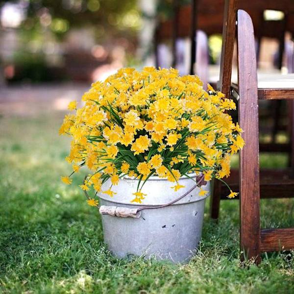 Konstgjorda prästkragar blommor, 4 st konstgjorda blommor gröna plast