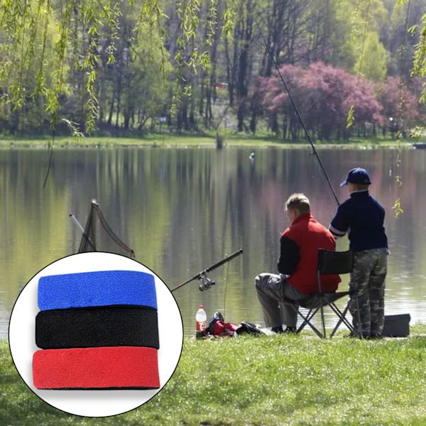 9 st fiskespöband - röd, blå och svart