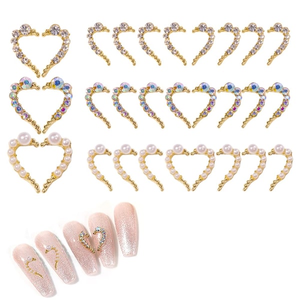 Hjärtformade naglar, DIY nagelkonstdesign dekoration tillbehör för flickor och kvinnor