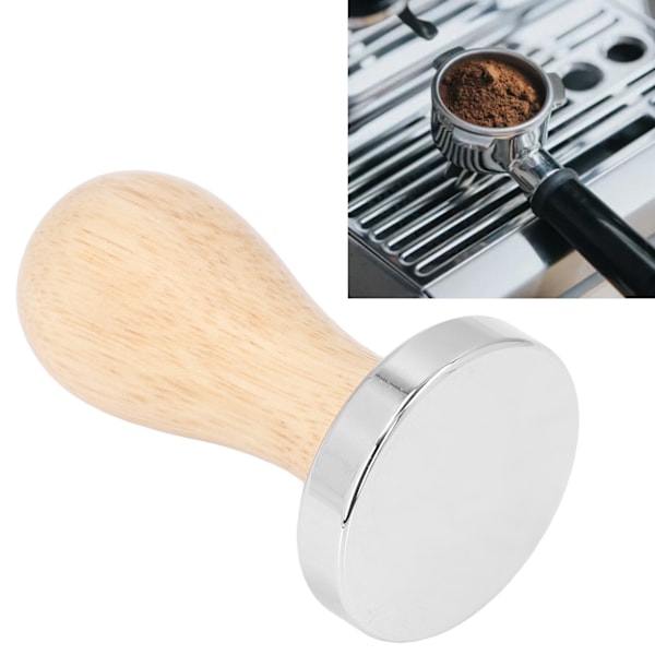 Kaffe Tamper, Avtagbar Rostfritt Stål Platt Botten Kaffe Pulver Press Hammer med Trähandtag, 51mm