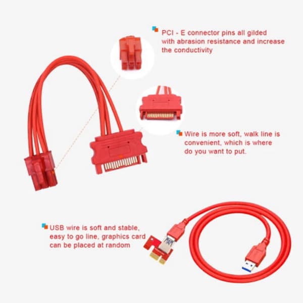 V014 Pro Pcie Riser Usb3.0 nopea näytönohjain Pcie-sovitinkortti 1x - 16x laajennin Pcie Riser
