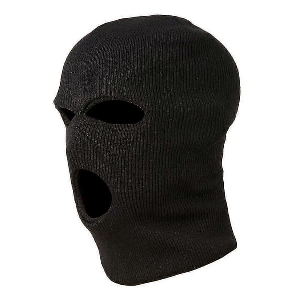 3 Hullers Politimaske / Hætte Farve Sort Politi - Swat - Gign - Raid - Specialstyrker - - - Ski - Sno