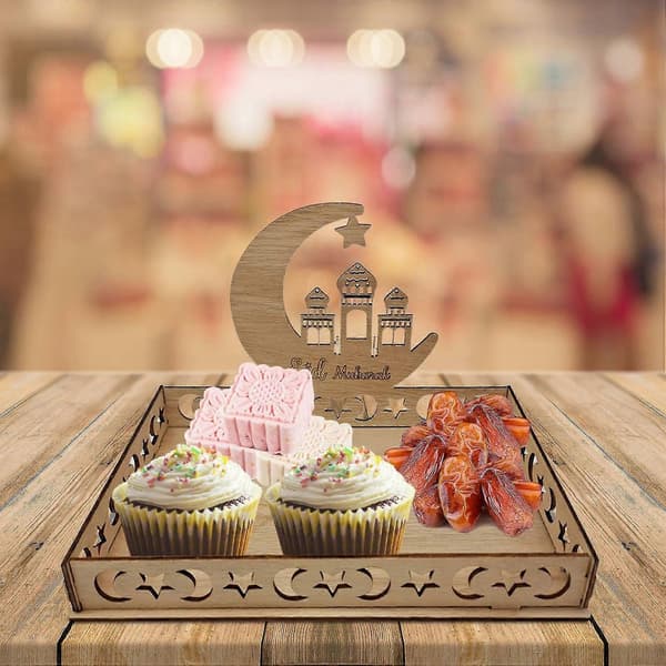 Tre Eid Mubarak Matbrett Ramadan Dekorasjon For Hjemmet Islamsk Ramadan Kareem Muslimsk Festdekor E