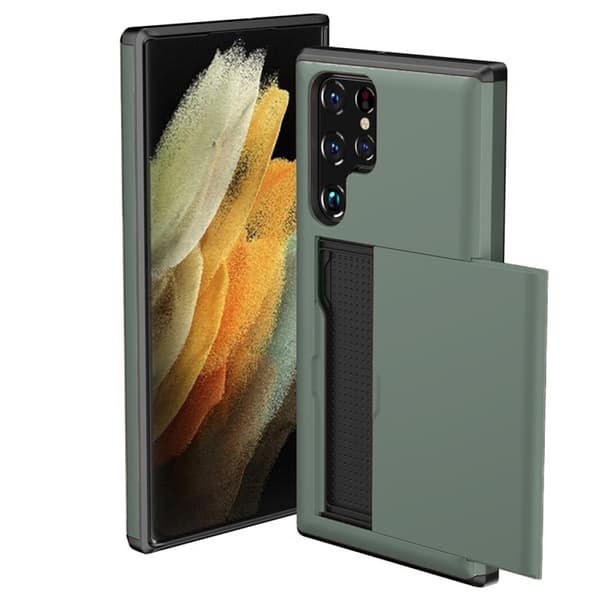 Samsung Galaxy S22 -kotelo korttipaikalla, vihreä