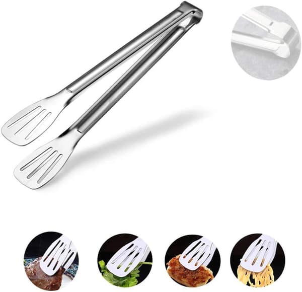 Silver Serveringstänger, Multifunktionella Mattänger för Utomhusgrillning, Värmebeständigt Rostfritt Stål, Halkfri Design, Buffépartyredskap, 4-pack