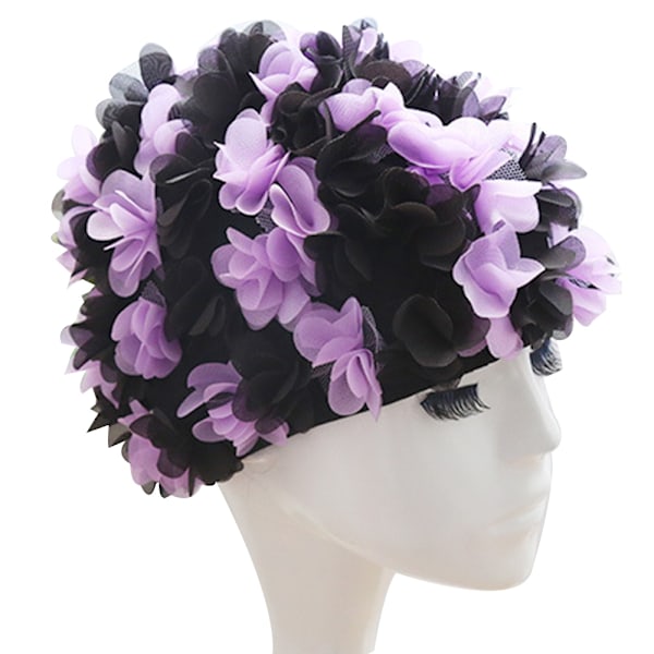 Blomsterbadedragt - sort og lilla