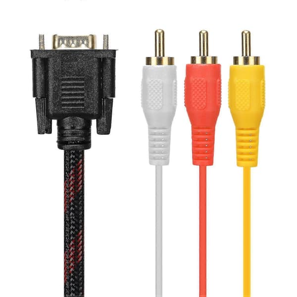 Adapterkabel, RCA-kabel RCA-lydkabel VGA til AV-kabel 15-pinners til 3 RCA-lyd AV-kabeladapter for