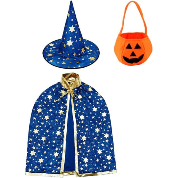halloween wizard cape, wizard cape med hatt, wizard cape för