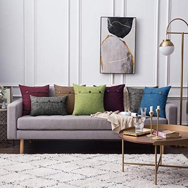 Set med 2 dekorativa kuddfodral i linne