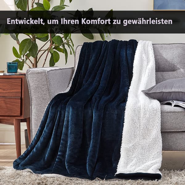 Koseteppe mykt 130 x 160 cm, tykt varmt sofateppe Colour blue