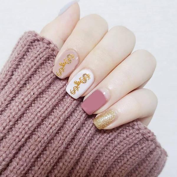 16 st guld dollartecken nagelcharms legering strass för naglar pengar tecken 3d nagelcharms för nagelkonst 3d pengar charms nageldesign