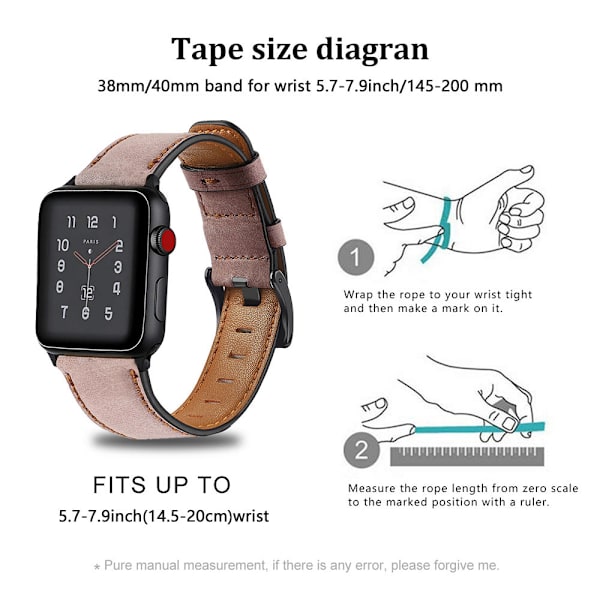 Kompatibel med Apple Watch Rem 38-40mm /42-44mm, Ægte