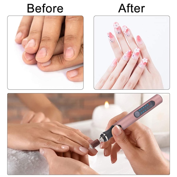 Nail Art borr och slipband set, elektriska nagelborrmaskin ersättningsbits för nagelfilning med 6 bits och 6 st slipband