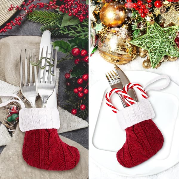 4 stk. Mini julestrømper Juleklassiske strømper Små julestrømper til pejs Julepynt Hængende strømper til julefrokost