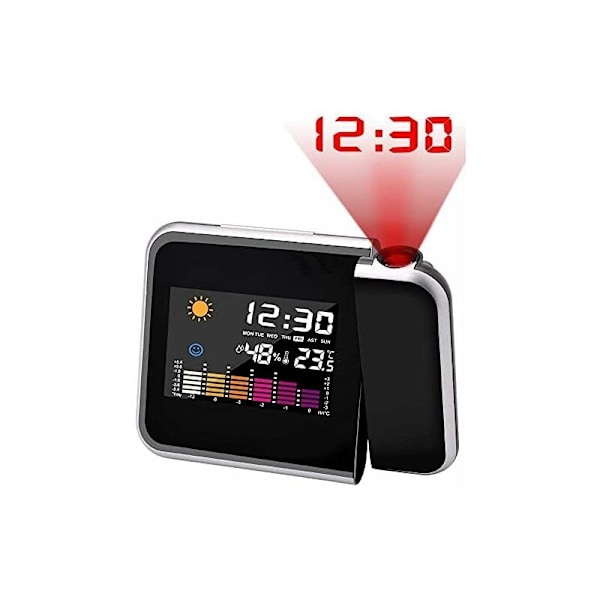 Digital Projektionsväckarklocka, Innovativ Väderstationsprojektor för Hemmasovrum, Multifunktionell LED-Display med Tidsprojektionsväckarklocka